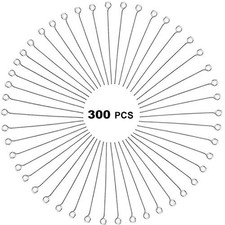 300 Pcs 1.6 Inch 304 Stainless Steel Open Eye Pins Headpins for Jewelry Neckl...