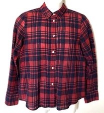 APC Rue Madame Paris Shirt M Button Down Red Plaid Cotton Long Sleeve Cotton Top
