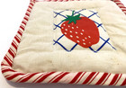 VTG Red/Ivory/Blue Strawberry with Stripe Border 7"x 7" Potholder — photo 5