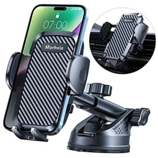 3-in-1 Phone Mount for Car [2025 Most Stable and Flexible Suction Cup] Black