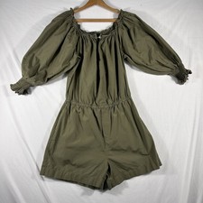 Ralph Lauren Black Label Shorts Romper Jumpsuit Green Puff Sleeves Size 4