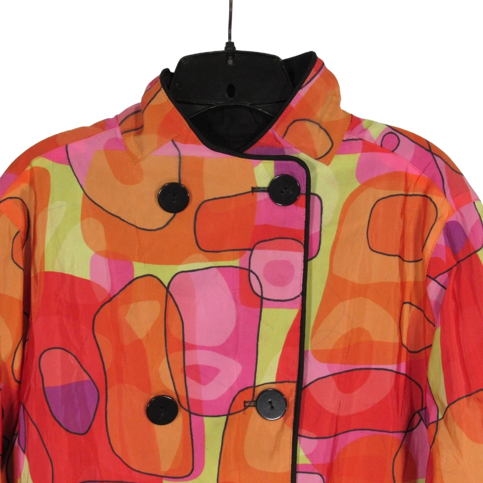 MYCRA PAC NOW Multi/Negro REVERSIBLE Doble Pecho BOLSILLOS Impermeable Chaqueta S/M Foto 2 de 4