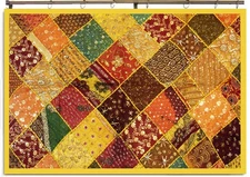 60" ANTIQUE SARI EMBROIDERY DECOR THROW WALL HANGING TAPESTRY CELEBRATION GIFT