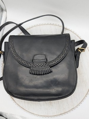 Vintage Perry Ellis Portfolio Black Leather Bag 1990's