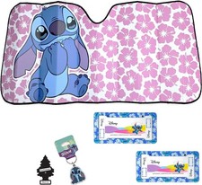 Disney Stitch Car Sunshade License Plate Frames Keychain Air Freshener 5Pc Set