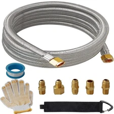 10 Feet High Pressure Braided Propane Hose Extension with Conversion Coupling...