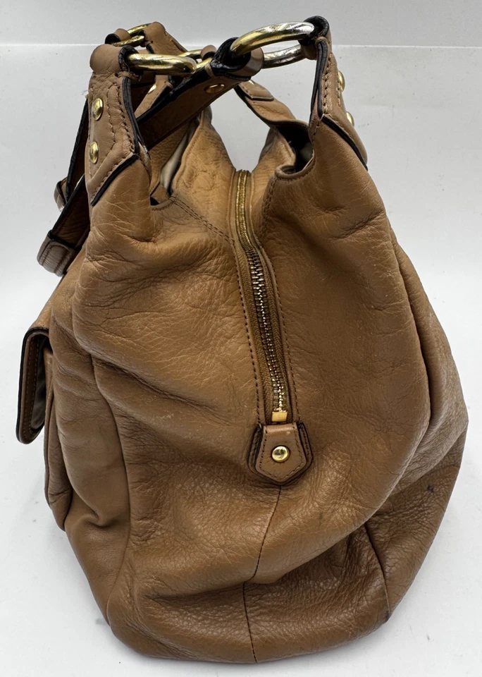 Bolsa de mão feminina Coach Campbell bolsos de couro marrom alça dupla bolsa de ombro - Imagem 3 de 4