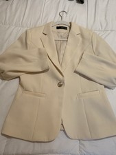 Women  s Cream Tailored Blazer XL Single Button Fully Lined Neutral Classic