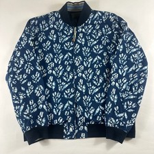 Scotch Soda Amsterdam Men's 2XL Bomber Jacket Blue White Leaf Print