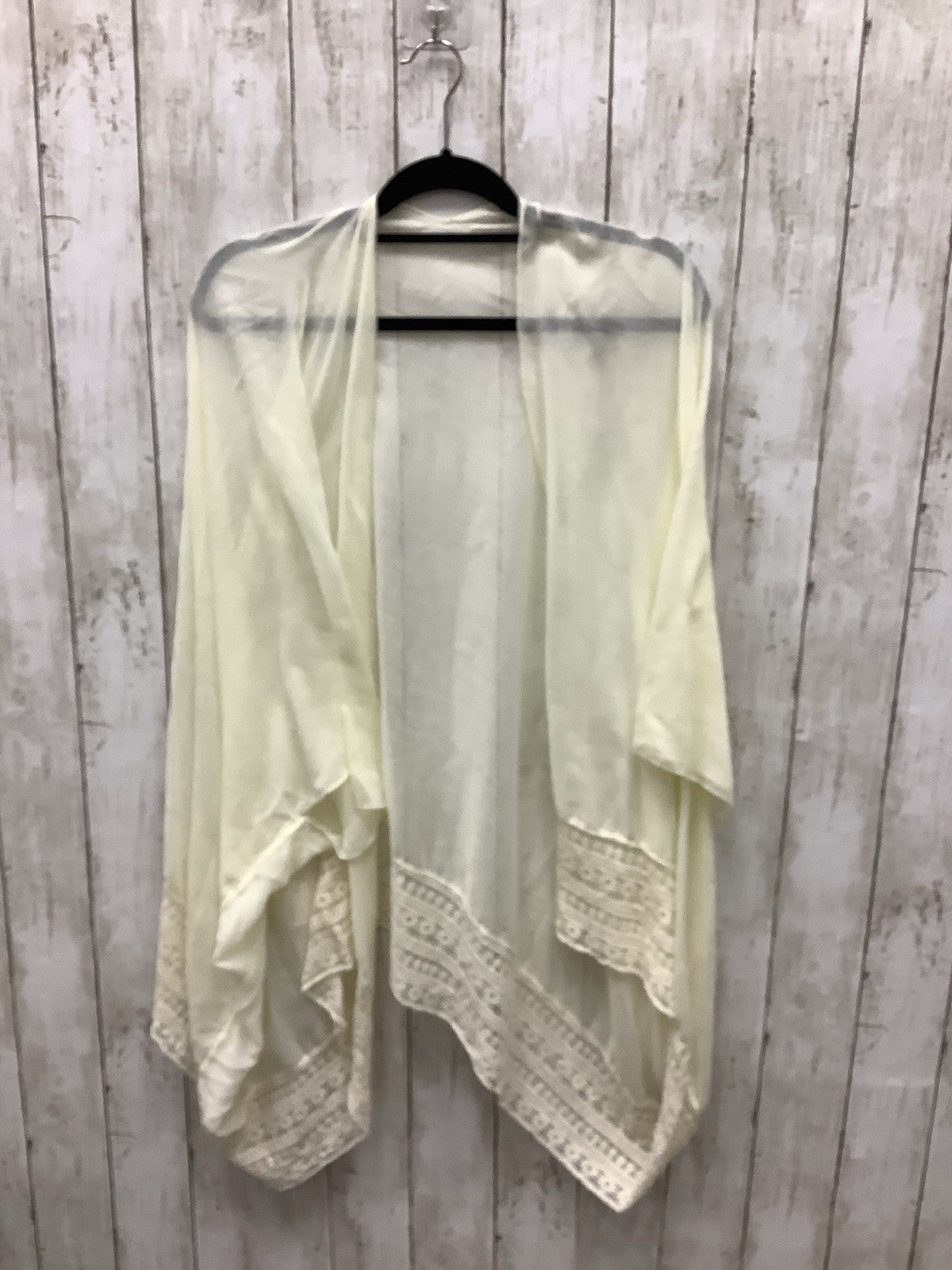 Soft Surroundings Ivory Sheer Embroidered Kimono Tunic Cardigan