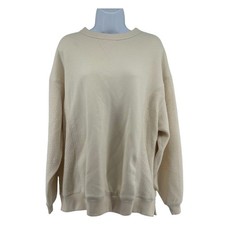 Aerie Sweatshirt Oversized Womens Size S Cream Textured Crew Neck Pullover