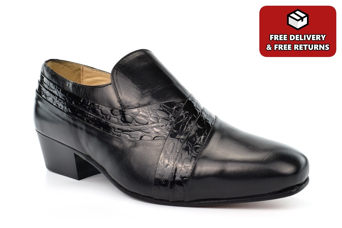 Zapatos de tacón cubano para hombre Zapatos de cuero para hombre Zapatos de cuero sin cordones Tacones cubanos