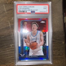 2025 TOPPS CHROME RED WHITE & BLUE REFRACTOR #254 KON KNUEPPEL ROOKIE RC PSA 9