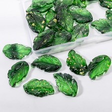 30pcs Leaf Crystal Glass Spacer Beads Leaves 2.8 X 1.7cm/1.1X0.66 inch, Green