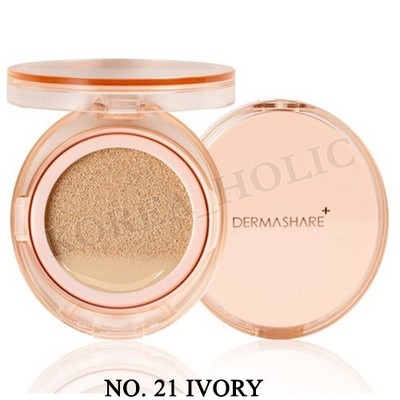 DERMASHARE Vegan Long-Lasting Air Fixing Cover Cushion 14g #21 Ivory K-Beauty