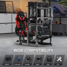 Marada 4080 Aluminum Racing Game Cockpit With Red Seat&TV Stand Fit LogitechG923