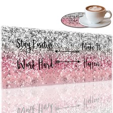 Durable Desk Mat and Coaster Stylish Set, Large Gaming Office Mouse Pad 31.5 ...