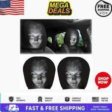 2pcs Funny Ghost Face Car Headrest Covers, Elastic Washable Seat Protectors New