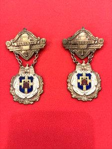 (2) 1911 PA State Firemen Assoc. York PA DELEGATE 32nd Annual Convention Badges