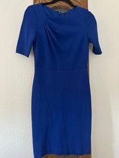 Ann Taylor New York Midnight Blue Asymmetrical Gathered Neckline Fitted Dress 00