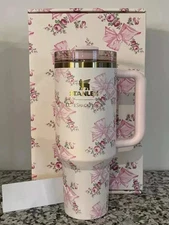 New & Authentic Stanley x LoveShackFancy 40oz Rosa Beaux Pink Holiday Tumbler