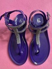 Kalli Women’s Purple Rubber Jelly Thong Sandals Rhinestone T-Strap Buckle 9 — photo 4