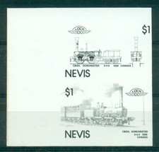 NEVIS  1986  PROOF  Locomotive  Dorchester Canada  color 5 values   Setenant MNH