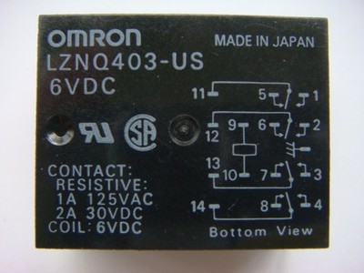 LOT FIVE (5) OMRON  LZNQ403-US RELAYS [4PDT / 6VDC / 1A/2A] -- New and Unused