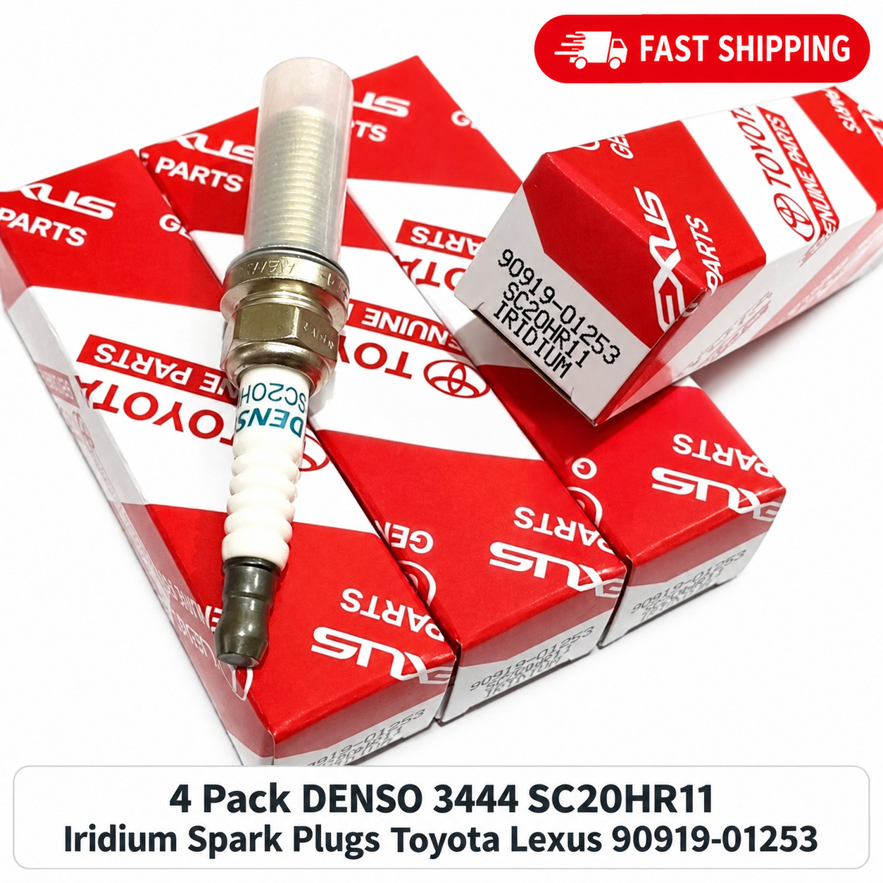 4PCS DENSO 3444 SC20HR11 Iridium Spark Plugs For Scion xD 2008-2014 1.8L OEM
