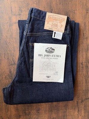BIG JOHN XX003 12oz XXXX-EXTRA Natural Indigo Selvedge Wide Denim 33 34 Japan