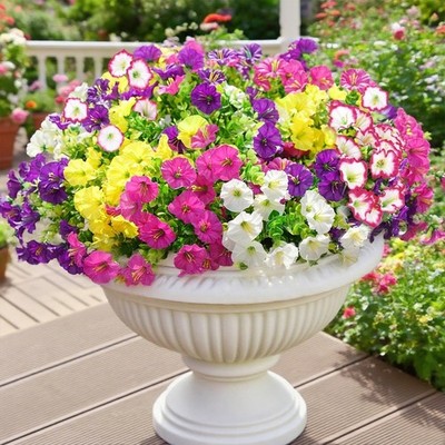 inreeme Künstliche Kunstblumen Outdoor - Seide Faux Morning Glory, 5 Farben 