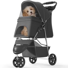Pet Stroller with 3 Wheels for Small/Medium Pets,Portable Travel Foldable Carr..
