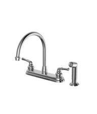 EZ-FLO Two-Handle High-Rise Kitchen Faucet with Sidespray, Stainless Steel READ
