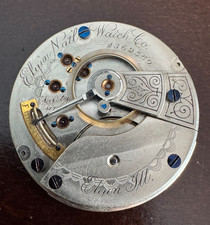 VINTAGE 18 SIZE ELGIN POCKET WATCH MOVEMENT GR. 44 KEEPING TIME