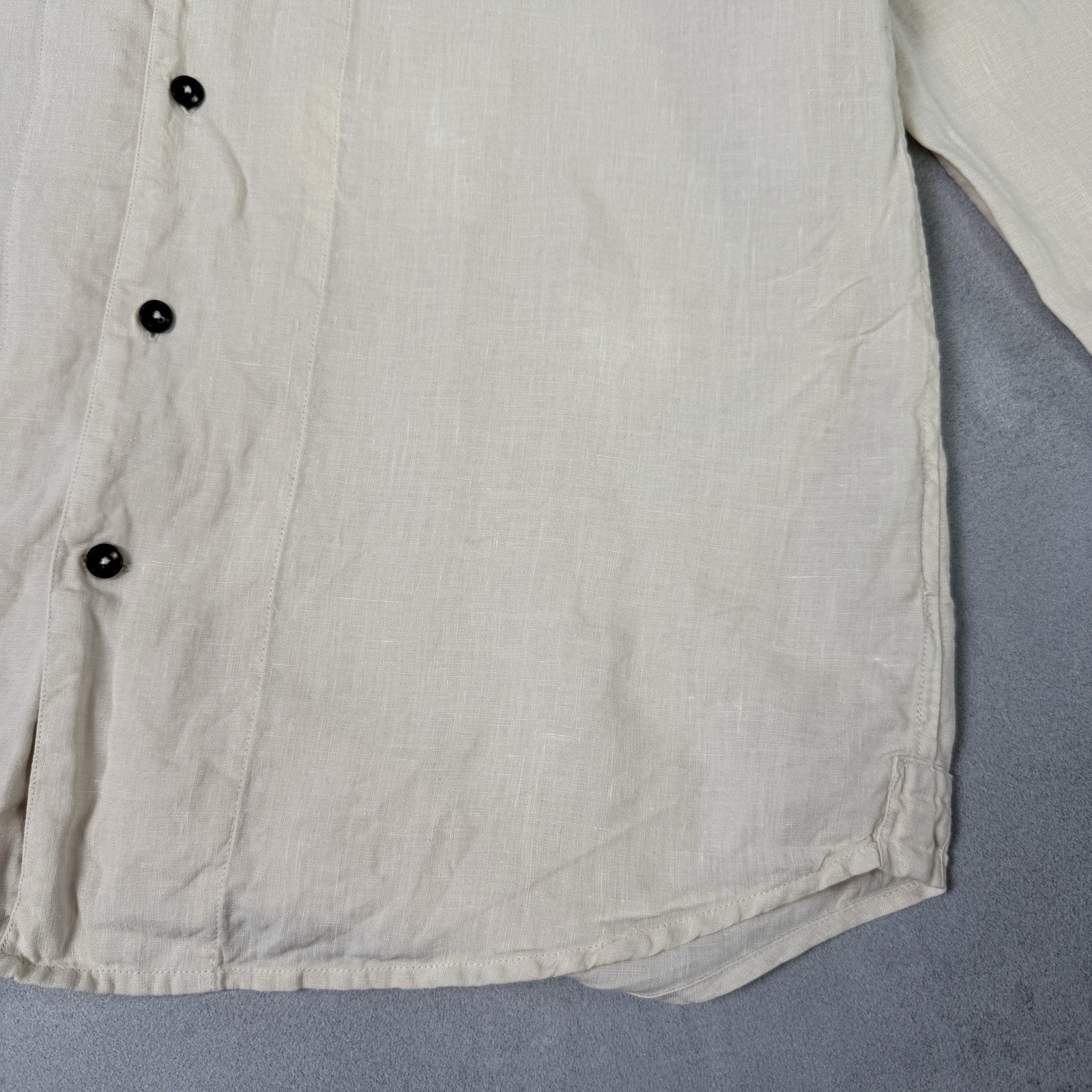 Toast Loop Button Linen Button Up Shirt Beige Size L