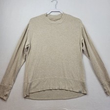 LL Bean Womens Pullover Size Small Modal Oatmeal Sweatshirt Thumbholes Athletic