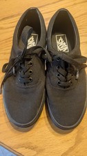 VANS Old Skool Black Canvas Low Top Skate Shoes Women Size 7- Men 5.5 Euc