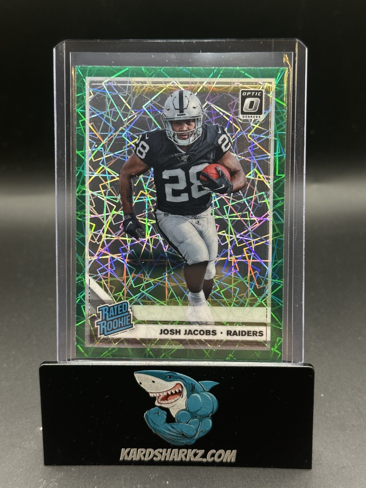 2019 Panini Optic Josh Jacobs Green Velocity Rookie #158