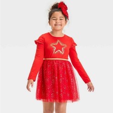 Cat  Jack Red Holiday Star Tulle Dress Size M 8 NWT