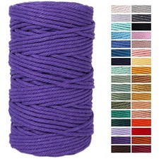 Macrame Cord 4mm x 109Yards,Colored Cotton Rope 4mm x 109yards Dark Purple