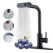 Black Kitchen Faucet Pull Down Sprayer 3-Function Single Handle Stainless Steel