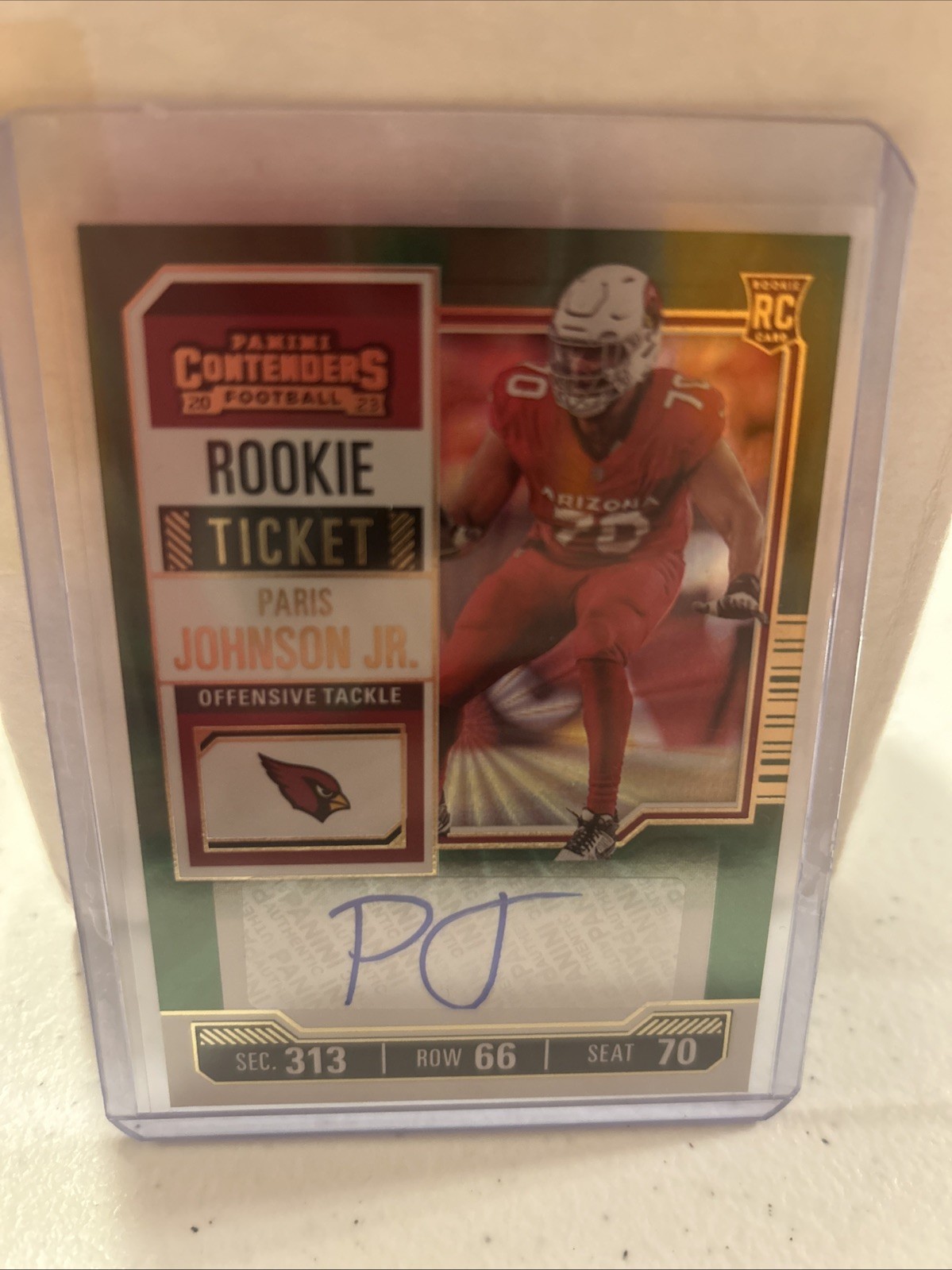 2023 Panini Contenders - Rookie Ticket Paris Johnson Jr. #151 Green Laser Auto