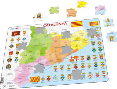 Karte Von Katalonien / Catalunya - Rahmen / Platte Puzzlespiel 29cm x 37cm ( Lrs
