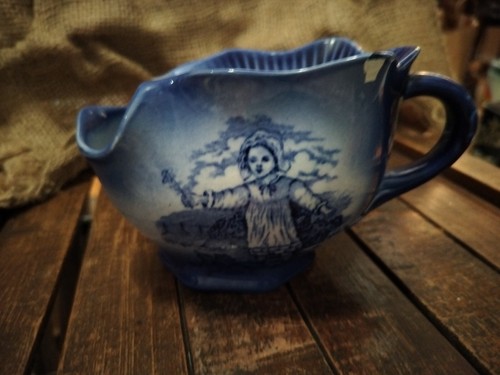 Vintage Ironstone RARE Les Enfants Shaving Mug Blue Staffordshire England As Is - Picture 16 of 18