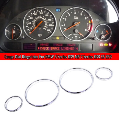 For BMW E39 M5 5 Series E38 7 E53 X5 Euro Chrome Gauge Dash Dial Ring Bezel Trim