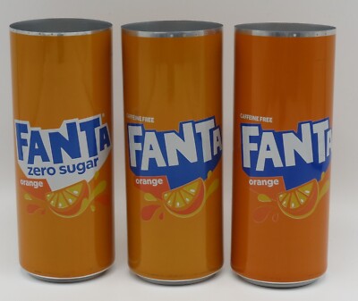 3 different FANTA / FANTA ZERO 330ml sleek can TEST print, no country, no EAN 22