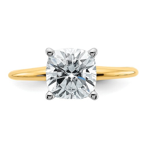 14K Yellow Gold 2ct. Cushion-cut Moissanite Solitaire Engagement Ring - Picture 2 of 60