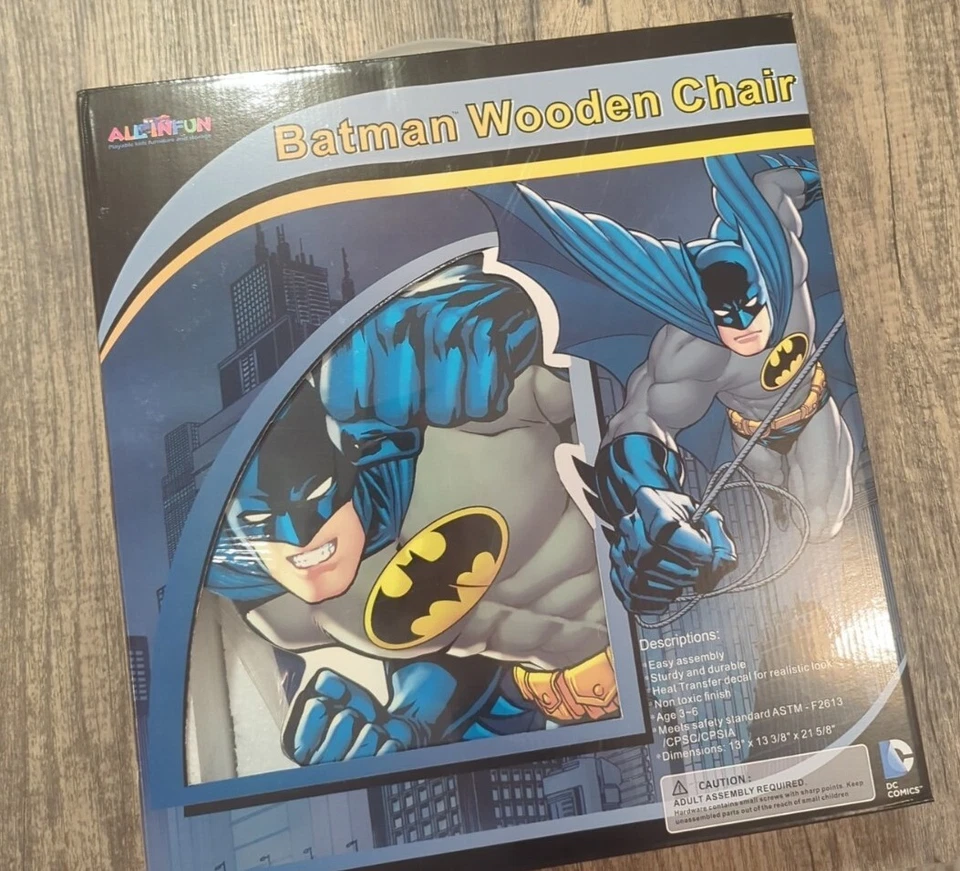 Silla infantil de madera Batman fácil montaje muebles para niños superhéroe DC Foto 2 de 4