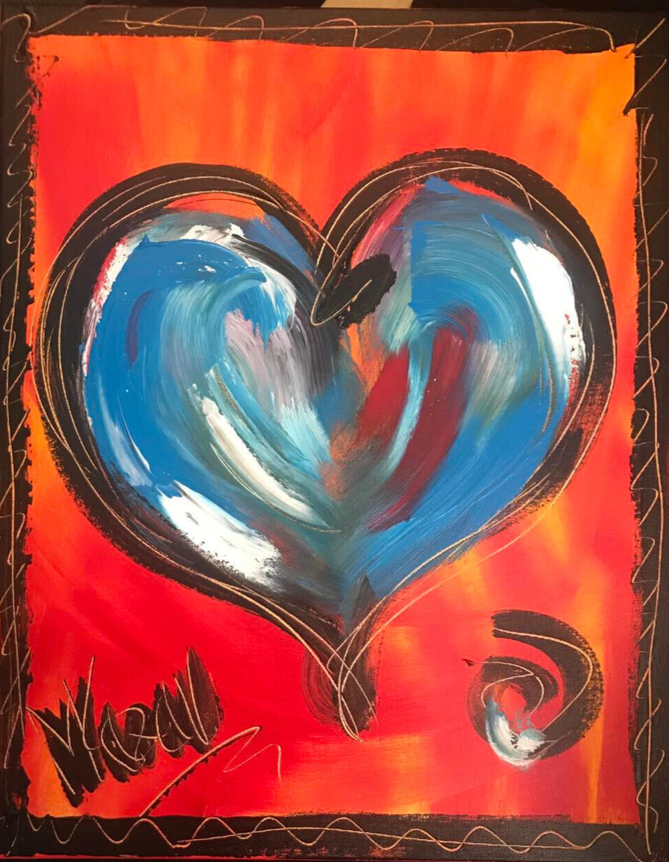 HEARTS 0  Mark Kazav  Abstract Modern CANVAS Original Oil Painting BF.Y7E87