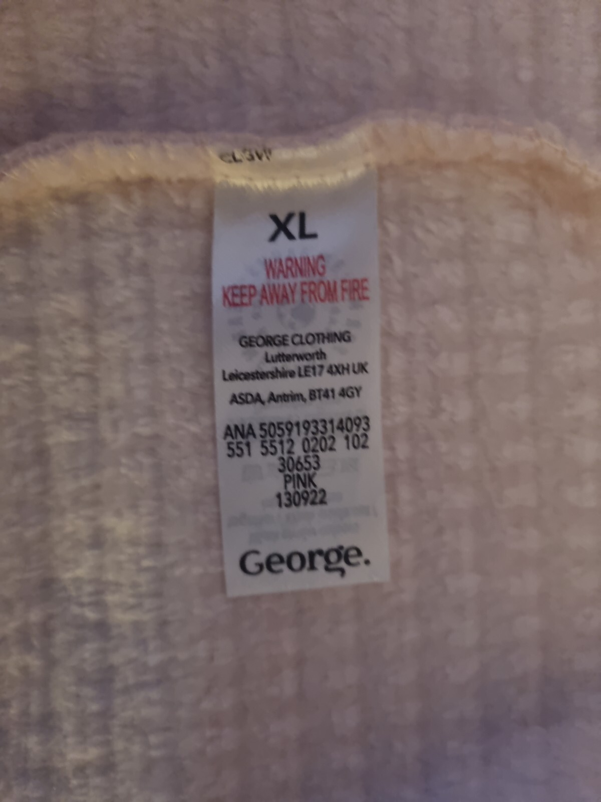 ASDA Women's Pink Dressing Gown Size XL Soft Long Length Belt